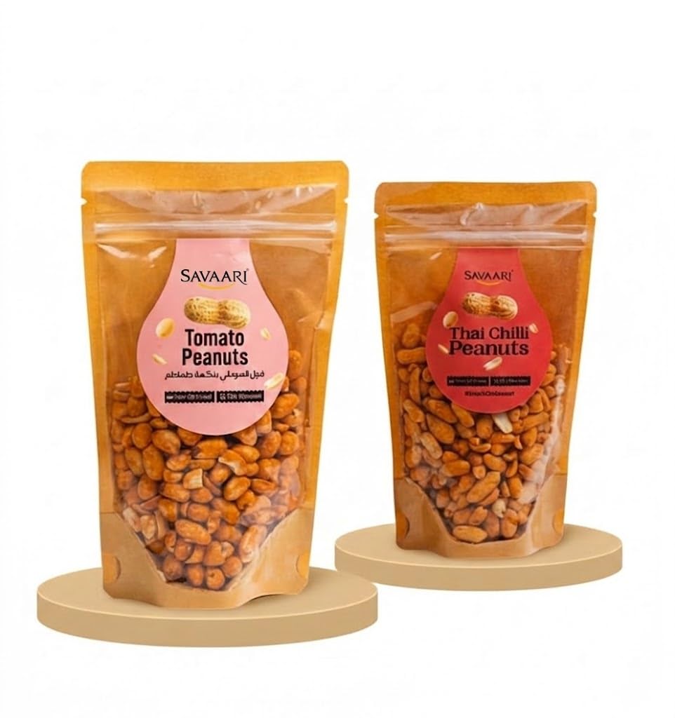 SAVAARI Peanuts Roasted 150g & BBQ 150g Combo | Dry Roasted, Oil-Free Snacks | High Protein, No Trans Fat | Smoky & Bold Flavors | Healthy Plant-Based Protein | Vegan, Gluten-Free Snacks