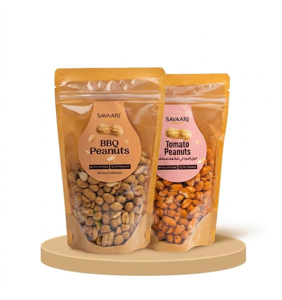 SAVAARI Peanuts Roasted 150g & BBQ 150g Combo | Dry Roasted, Oil-Free Snacks | High Protein, No Trans Fat | Smoky & Bold Flavors | Healthy Plant-Based Protein | Vegan, Gluten-Free Snacks