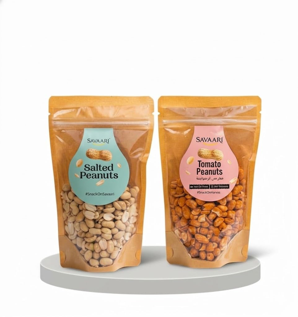 SAVAARI Peanuts Roasted 150g & BBQ 150g Combo | Dry Roasted, Oil-Free Snacks | High Protein, No Trans Fat | Smoky & Bold Flavors | Healthy Plant-Based Protein | Vegan, Gluten-Free Snacks