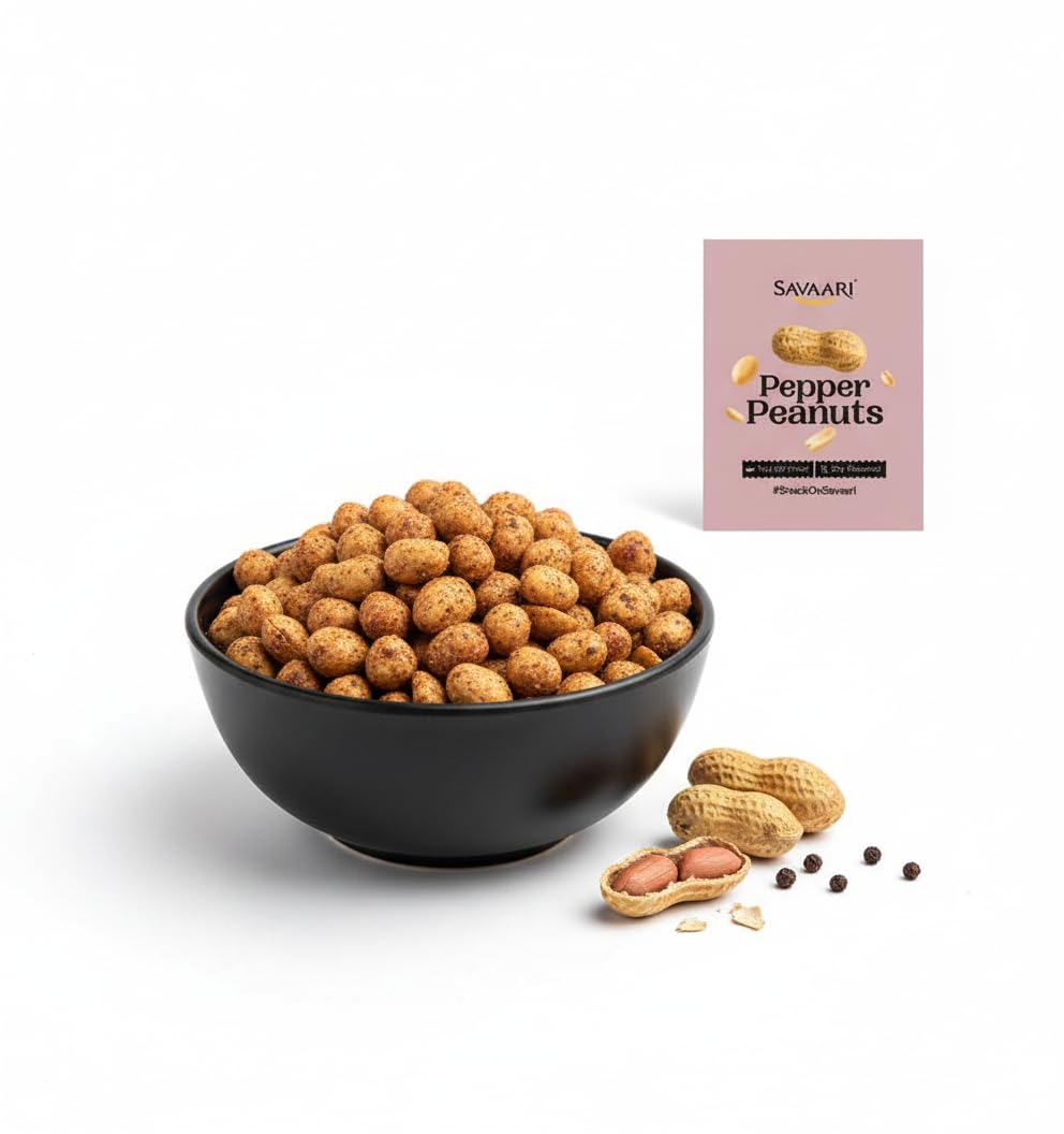 SAVAARI Peanuts Roasted 150g & BBQ 150g Combo | Dry Roasted, Oil-Free Snacks | High Protein, No Trans Fat | Smoky & Bold Flavors | Healthy Plant-Based Protein | Vegan, Gluten-Free Snacks