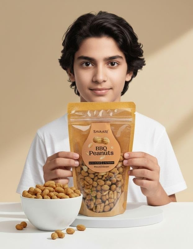 SAVAARI Peanuts Roasted 150g & BBQ 150g Combo | Dry Roasted, Oil-Free Snacks | High Protein, No Trans Fat | Smoky & Bold Flavors | Healthy Plant-Based Protein | Vegan, Gluten-Free Snacks
