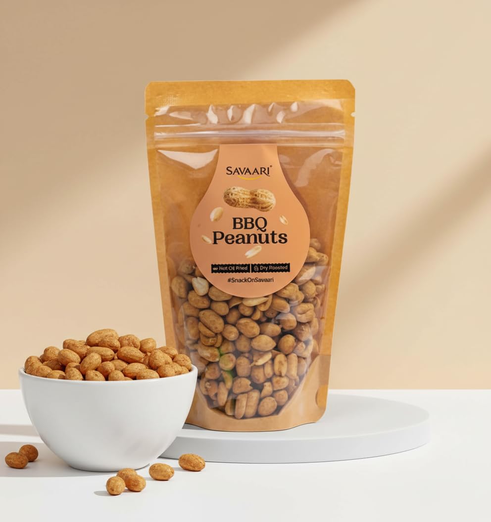 SAVAARI Peanuts Roasted 150g & BBQ 150g Combo | Dry Roasted, Oil-Free Snacks | High Protein, No Trans Fat | Smoky & Bold Flavors | Healthy Plant-Based Protein | Vegan, Gluten-Free Snacks
