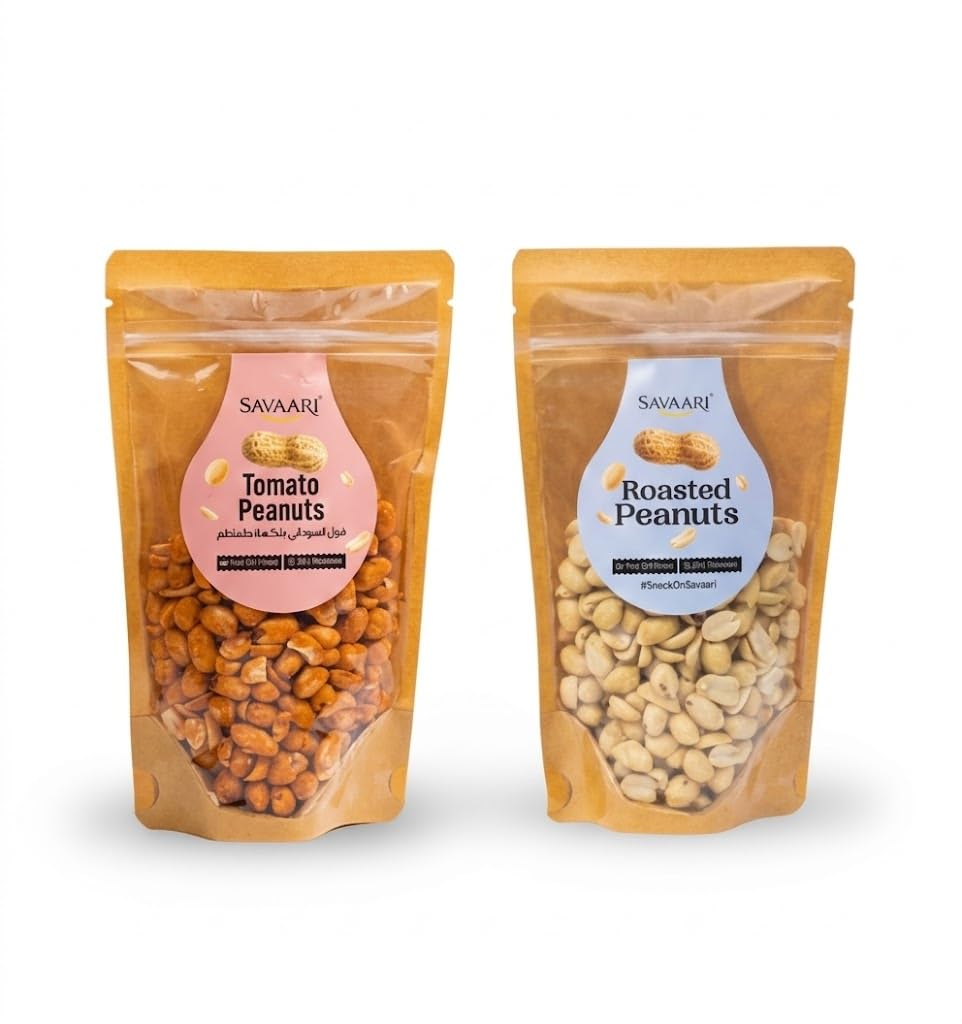 SAVAARI Peanuts Roasted 150g & BBQ 150g Combo | Dry Roasted, Oil-Free Snacks | High Protein, No Trans Fat | Smoky & Bold Flavors | Healthy Plant-Based Protein | Vegan, Gluten-Free Snacks