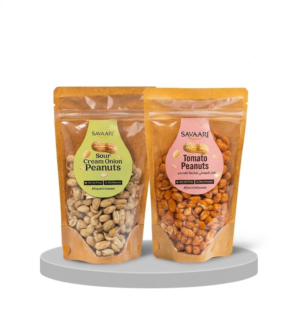 SAVAARI Peanuts Roasted 150g & BBQ 150g Combo | Dry Roasted, Oil-Free Snacks | High Protein, No Trans Fat | Smoky & Bold Flavors | Healthy Plant-Based Protein | Vegan, Gluten-Free Snacks