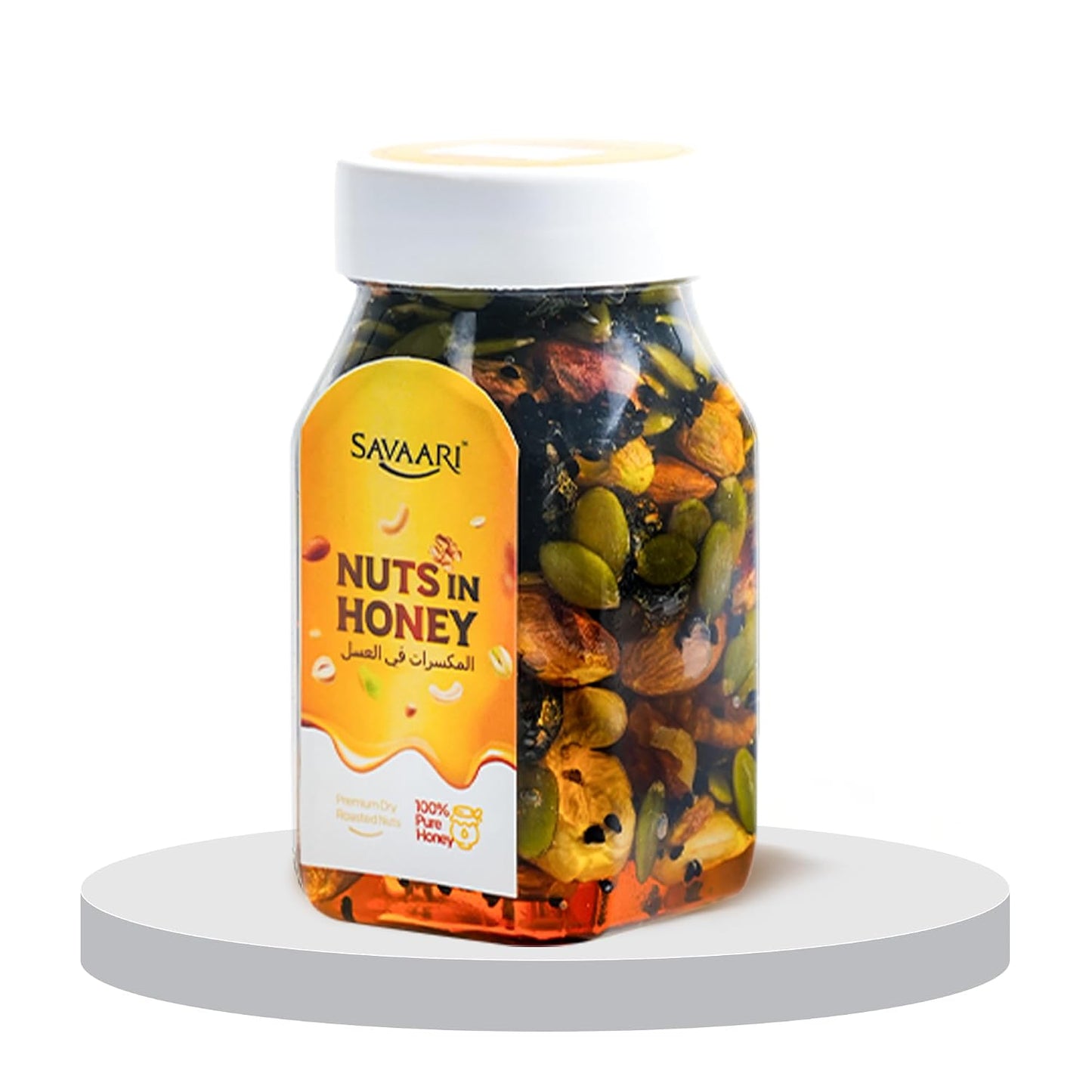 SAVAARI Nuts in Honey 200g | Dry Roasted Nuts, Seeds, 100% Pure Honey | No Added Sugar Protein Snack | Healthy Energy Food, Vegan
