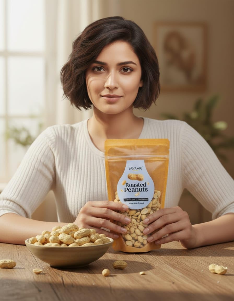 SAVAARI Peanuts Roasted 150g & BBQ 150g Combo | Dry Roasted, Oil-Free Snacks | High Protein, No Trans Fat | Smoky & Bold Flavors | Healthy Plant-Based Protein | Vegan, Gluten-Free Snacks