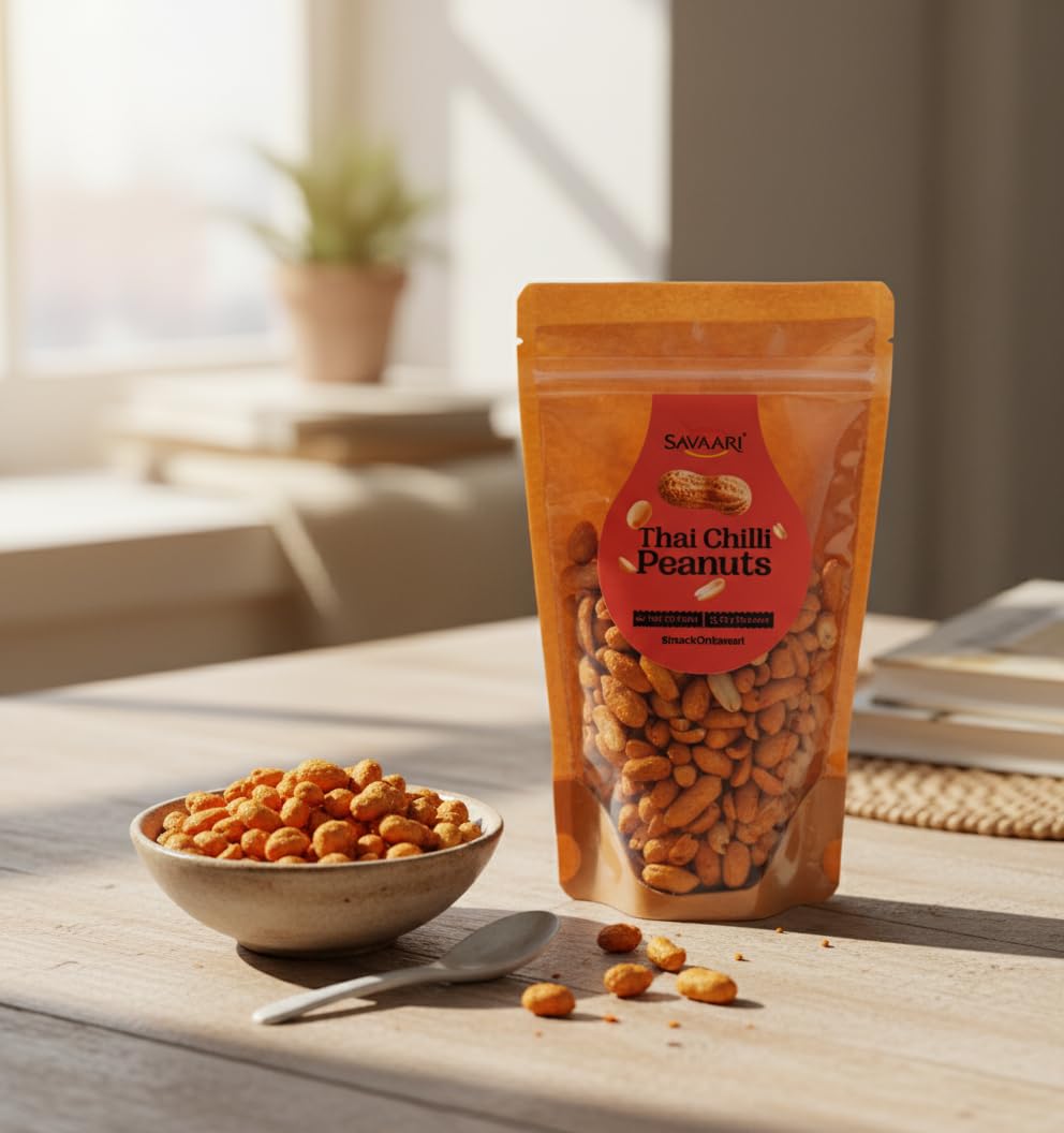 SAVAARI Peanuts Roasted 150g & BBQ 150g Combo | Dry Roasted, Oil-Free Snacks | High Protein, No Trans Fat | Smoky & Bold Flavors | Healthy Plant-Based Protein | Vegan, Gluten-Free Snacks