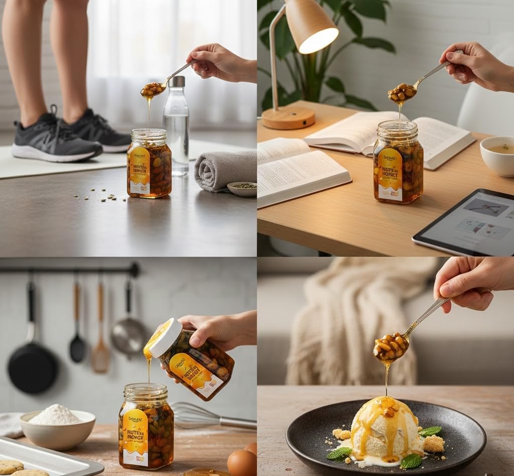 SAVAARI Nuts in Honey 200g | Dry Roasted Nuts, Seeds, 100% Pure Honey | No Added Sugar Protein Snack | Healthy Energy Food, Vegan