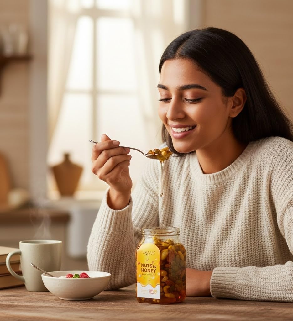 SAVAARI Nuts in Honey 200g | Dry Roasted Nuts, Seeds, 100% Pure Honey | No Added Sugar Protein Snack | Healthy Energy Food, Vegan