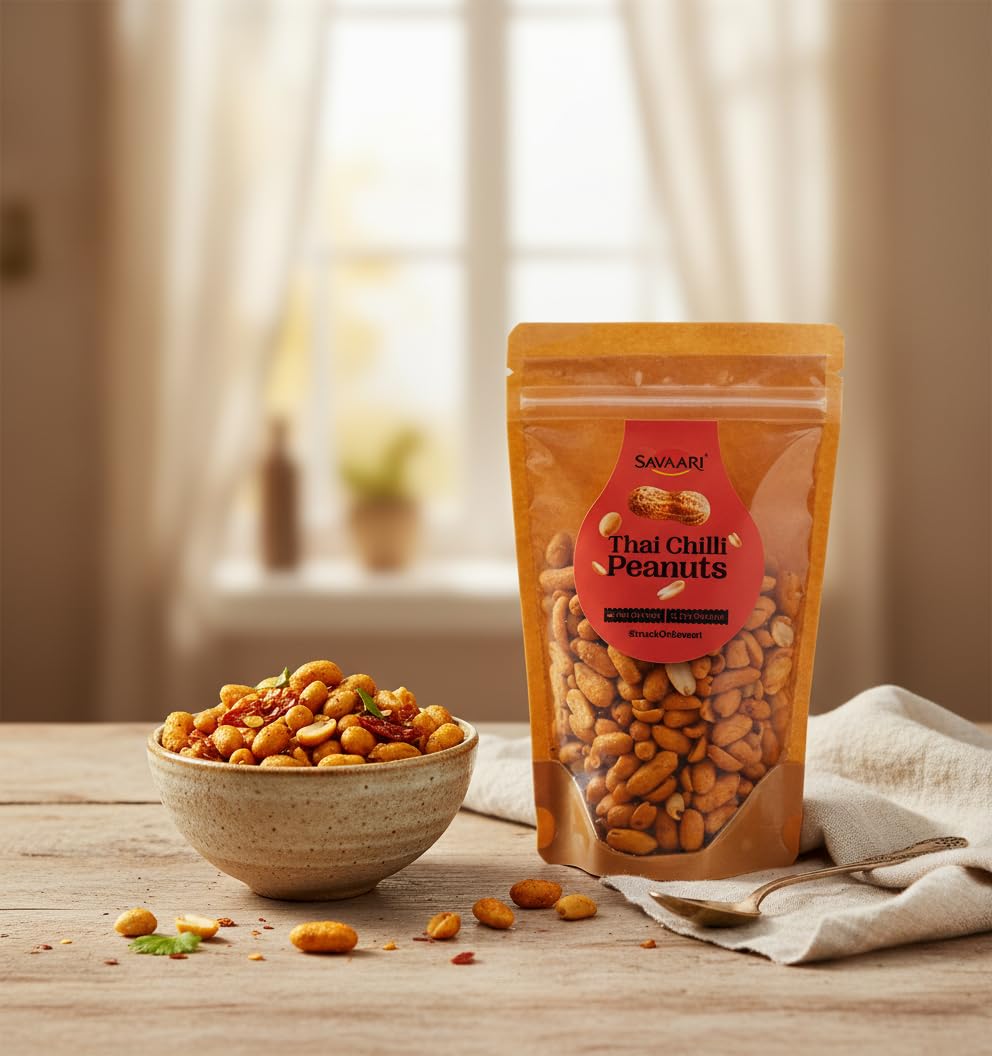 SAVAARI Peanuts Roasted 150g & BBQ 150g Combo | Dry Roasted, Oil-Free Snacks | High Protein, No Trans Fat | Smoky & Bold Flavors | Healthy Plant-Based Protein | Vegan, Gluten-Free Snacks