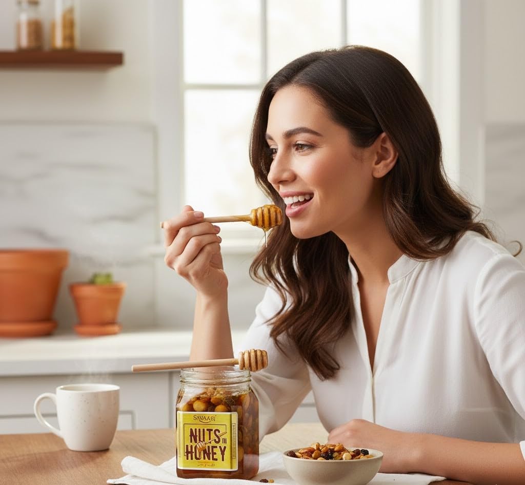 SAVAARI Nuts in Honey 200g | Dry Roasted Nuts, Seeds, 100% Pure Honey | No Added Sugar Protein Snack | Healthy Energy Food, Vegan