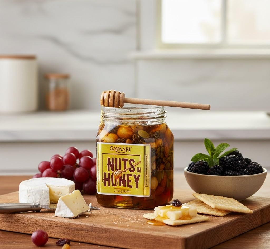 SAVAARI Nuts in Honey 200g | Dry Roasted Nuts, Seeds, 100% Pure Honey | No Added Sugar Protein Snack | Healthy Energy Food, Vegan