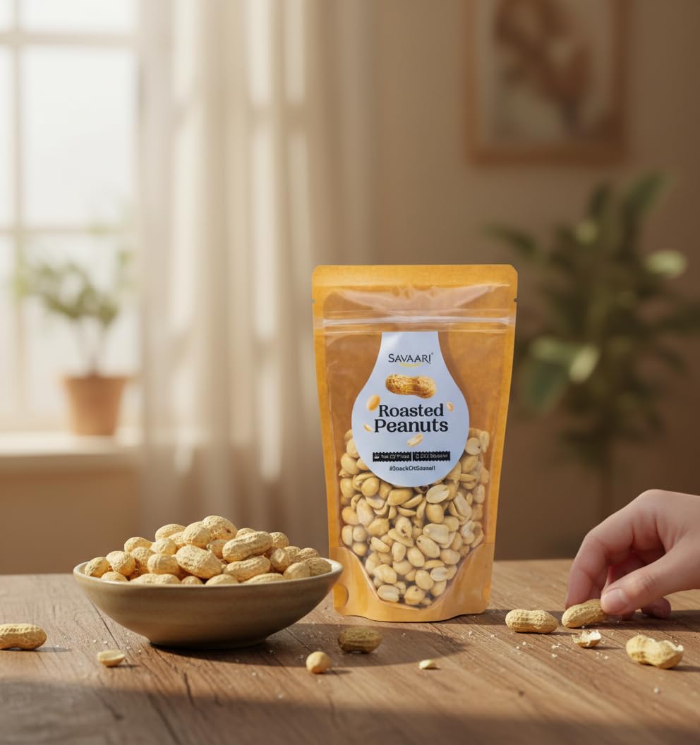 SAVAARI Peanuts Roasted 150g & BBQ 150g Combo | Dry Roasted, Oil-Free Snacks | High Protein, No Trans Fat | Smoky & Bold Flavors | Healthy Plant-Based Protein | Vegan, Gluten-Free Snacks