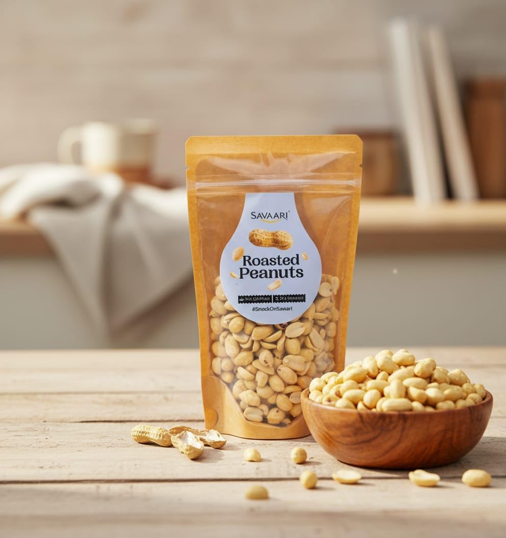 SAVAARI Peanuts Roasted 150g & BBQ 150g Combo | Dry Roasted, Oil-Free Snacks | High Protein, No Trans Fat | Smoky & Bold Flavors | Healthy Plant-Based Protein | Vegan, Gluten-Free Snacks