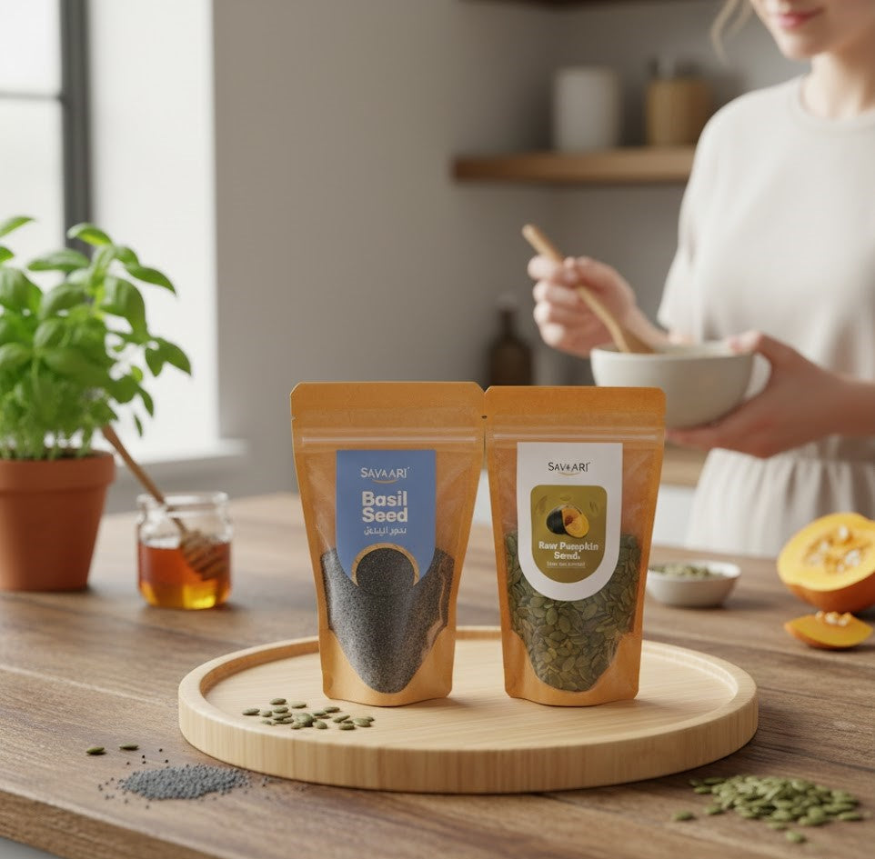 Basil 150G & Roasted Pumpkin 150G Seeds Combo