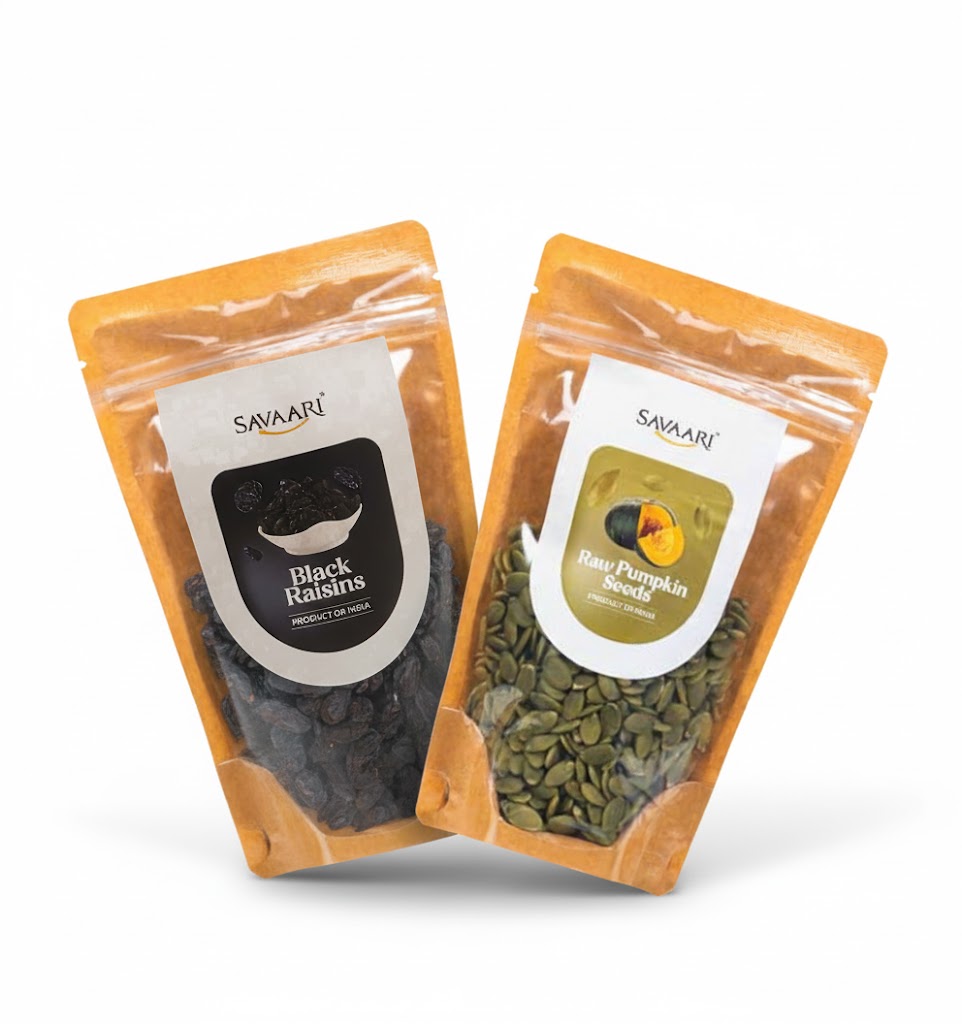 Black Raisins 150G & Roasted Pumpkin 150G Seeds Combo