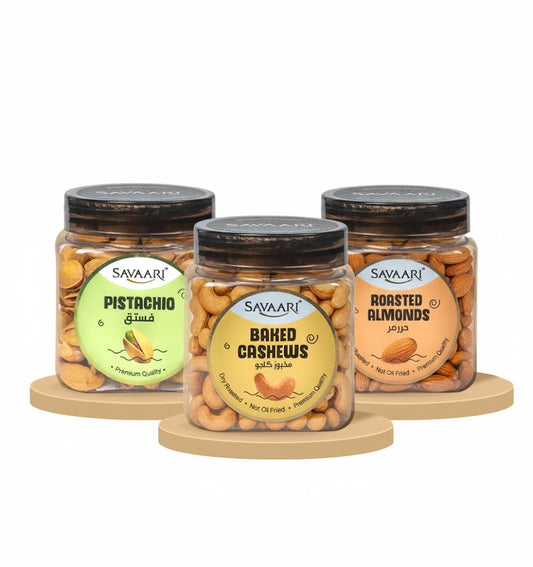 Premium 150G Baked Cashew + 150G Roasted Almond + 130G Roasted Pista Combo Pack