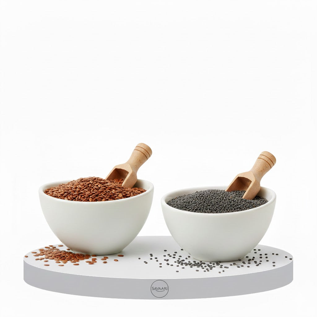 Roasted Flax 150G & Basil 150G Seeds Combo